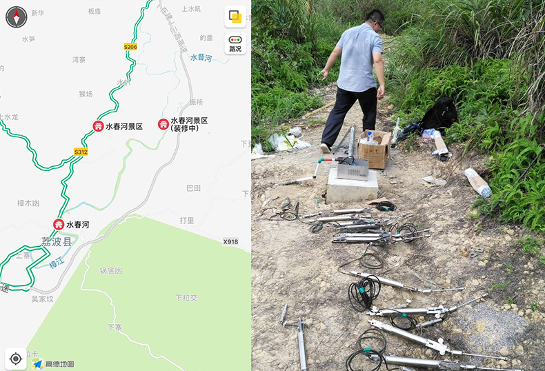 三荔高速荔波出口收費站山體監測在施工 